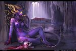 2012 blood breasts demon detailed_background digital_media_(artwork) female gore horn neboveria nipples purple_skin skull yellow_eyes 