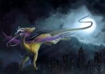  2013 city digital_media_(artwork) dragon feral flying moon neboveria night scalie sky solo star starry_sky western_dragon 