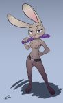  anthro breasts disney female judy_hopps lagomorph looking_at_viewer mammal nipples nude qrog rabbit simple_background zootopia 