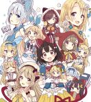  &gt;_&lt; :d :o animal_ears animal_hood apron arm_up bangs basket beige_dress beige_hat beret black_bow blonde_hair blue_bow blue_dress blue_eyes blue_flower blue_hair blue_hairband blue_ribbon blue_shirt blush book bow braid brown_eyes brown_hair bunny_ears bunny_hood capelet cat_ears cat_hood closed_eyes closed_mouth collarbone collared_shirt commentary_request crescent crescent_hair_ornament curled_horns dress elbow_rest eyebrows_visible_through_hair eyes_visible_through_hair flower frilled_apron frills gloves green_eyes hair_between_eyes hair_bow hair_flower hair_ornament hair_over_one_eye hairband hand_to_own_mouth hat highres holding holding_basket hood hood_up hooded_capelet horns japanese_clothes jewelry kimono light_brown_hair long_hair looking_at_viewer minigirl multiple_girls necklace off-shoulder_dress off_shoulder open_book open_mouth original own_hands_together parted_lips pearl_necklace pink_skirt pocket_watch puffy_short_sleeves puffy_sleeves red_capelet red_footwear red_kimono red_ribbon ribbon sakura_oriko shirt short_hair short_sleeves silver_hair simple_background single_braid skirt sleeveless sleeveless_dress sleeves_past_fingers sleeves_past_wrists smile striped striped_legwear thighhighs tiara twin_braids vertical-striped_legwear vertical_stripes very_long_hair watch white_apron white_flower white_gloves white_shirt wide_sleeves xd yellow_bow yellow_skirt 