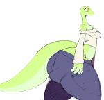  2018 anthro big_butt blush breasts butt clothed clothing digital_media_(artwork) female hair hi_res huge_butt hyper hyper_butt joy_(sssonic2) lizard midriff reptile scalie shirt simple_background solo sssonic2 thick_thighs white_background yellow_eyes 