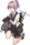  adapted_turret bangs bike_shorts black_gloves blue_eyes boots collared_shirt fingerless_gloves full_body gloves grey_vest gun hair_intakes hair_ornament hair_ribbon holding holding_gun holding_weapon kantai_collection konishi_(koconatu) looking_at_viewer lowres machinery mast neck_ribbon official_art one_knee pink_hair pleated_skirt ponytail red_neckwear red_ribbon remodel_(kantai_collection) ribbon rigging rudder_shoes school_uniform shiranui_(kantai_collection) shirt short_hair short_ponytail short_sleeves shorts shorts_under_skirt skirt smoke smokestack solo torn_bike_shorts torn_clothes torn_shirt transparent_background turret vest weapon white_ribbon 