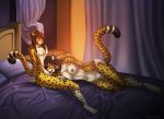  2017 anthro areola bed bedroom big_breasts blush breasts brother brother_and_sister brown_hair cheetah digitigrade eliana-asato evening feline fellatio female fur girly hair incest long_hair male male/female mammal nipples nude oral penis pink_nipples sex sibling sister small_penis twincest twins yellow_fur 