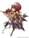  :d absurdres arrow blonde_hair boots bow_(weapon) cape crossbow frilled_skirt frills full_body highres hood ji_no little_red_riding_hood_(sinoalice) long_hair looking_at_viewer navel official_art open_mouth quiver sinoalice skirt smile square_enix thigh_boots thighhighs very_long_hair weapon white_background yellow_eyes 