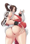  asian ass ass_grab breasts brown_hair curvy fatal_fury hand_on_ass hips huge_ass huge_breasts long_hair looking_back mifune_seijirou ponytail shiranui_mai smile thick_thighs thighs wide_hips wink 