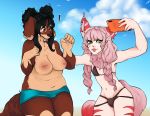  ari belly bikini braided_hair breasts bulge canine cat clothed clothing crossdressing dog duo embarrassed feline female girly hair inverted_nipples itsa_winter male mammal neck_tuft nipple_piercing nipples piercing selfie slightly_chubby smile surprise swimsuit topless tuft wally 