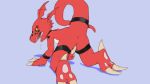  anus claws digimon driplo drooling female guilmon kneeling masturbation pussy pussy_juice saliva scalie teeth 