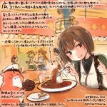  animal black_hair brown_eyes brown_hair colored_pencil_(medium) commentary_request curry curry_rice dated food hamster haruna_(kantai_collection) hiei_(kantai_collection) holding holding_spoon hyuuga_(kantai_collection) kantai_collection kirisawa_juuzou kirishima_(kantai_collection) kongou_(kantai_collection) long_hair multiple_girls non-human_admiral_(kantai_collection) numbered revision rice short_hair smile spoon thumbs_up traditional_media translation_request twitter_username 