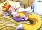  1girl bed cosplay digimon digimon_tamers fox_girl makino_ruki pussy renamon 