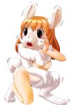  2012 anthro blonde_hair breasts brown_eyes buckteeth edmol featureless_breasts featureless_crotch female hair lagomorph mammal nude open_mouth rabbit solo teeth transformation 