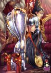  1girl bayonetta bayonetta_(character) belt black_hair bodysuit breasts candle clothed_sex copyright_name cum cum_in_mouth cum_in_pussy cum_on_body eyes_closed from_behind glasses hair_ornament high_heels jiggly_girls open_mouth penetration reiq sex torn_clothes vaginal 