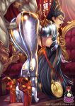  1girl bayonetta bayonetta_(character) belt black_hair bodysuit breasts candle clothed_sex copyright_name eyes_closed from_behind glasses hair_ornament high_heels jiggly_girls open_mouth penetration reiq sex torn_clothes vaginal 