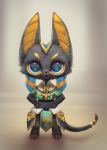  ankh anubian_jackal anubis blue_eyes canine cat chibi clothed clothing cute deity egyptian feline hybrid jackal looking_at_viewer male mammal silverfox5213 simple_background solo whiskers 