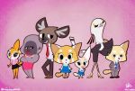  2018 aggressive_retsuko antelope anthro ape avian beak bird canine clothed clothing digital_media_(artwork) dress eyelashes eyes_closed feathers female fennec fenneko fox fur gazelle gori_(aggressive_retsuko) gorilla haida hi_res horn hyena male mammal missjazzdafunk primate red_panda resasuke retsuko sanrio secretary_bird simple_background tsunoda washimi white_feathers 