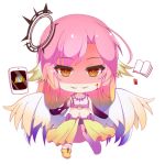  angel_wings azriel_(no_game_no_life) bad_id bad_pixiv_id blood blood_on_face book breasts chibi commentary_request crop_top cross evil_grin evil_smile feathered_wings gloves gradient_eyes gradient_hair gradient_wings grin halo jibril_(no_game_no_life) kana_(ky4696) large_breasts long_hair low_wings lowres magic_circle midriff mismatched_legwear multicolored multicolored_eyes multicolored_hair multicolored_wings navel no_game_no_life orange_eyes pink_hair shoes single_shoe smile symbol-shaped_pupils tablet_pc tattoo very_long_hair white_wings wing_ears wings yellow_eyes 