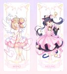  angel_wings animal_ears arm_up bell black_dress black_hair brown_hair bunny cardcaptor_sakura cat_ears cat_tail character_name choker closed_eyes cosplay dress drill_hair fake_animal_ears highres holding holding_wand hoshi_no_tsue jingle_bell kangyui kero kinomoto_sakura kinomoto_sakura_(cosplay) li_meiling long_hair momo_(ccs) multiple_girls one_eye_closed open_mouth pink_dress red_eyes shinomoto_akiho short_dress smile staff standing standing_on_one_leg star tail twintails wand wings 