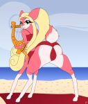  2017 beach big_butt bikini butt camel_toe centaur cervine clothing draead elae_meltaea equine equine_taur female fibs harp mammal musical_instrument ponytail seaside solo swimsuit taur vector 