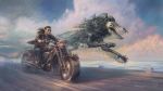  2018 canine day detailed_background digital_media_(artwork) gugu-troll human mammal motorcycle outside sky vehicle 