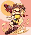  :/ bad_id bad_pixiv_id bangs bare_arms black_shorts blonde_hair blunt_bangs brown_eyes closed_mouth domino_mask furrowed_eyebrows goggles goggles_on_head grey_footwear grey_skirt holding inkling mask mayonnaise miniskirt paint pointy_ears rapid_blaster_(splatoon) shirt shoes short_hair short_sleeves shorts shorts_under_skirt skirt sneakers solo sparkle splatoon_(series) splatoon_2 t-shirt tentacle_hair yellow_shirt yukino_super 