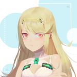  absurdres bare_shoulders blonde_hair blush breasts gloves highres hikari_(xenoblade_2) large_breasts long_hair looking_at_viewer shi_(user_ptm0299) simple_background solo white_background xenoblade_(series) xenoblade_2 yellow_eyes 