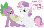  alpha_channel balls dragon english_text equine female feral friendship_is_magic hair horse male male/female mammal my_little_pony penis ponehcawk pony precum simple_background spike_(mlp) sweetie_belle_(mlp) text transparent_background young 
