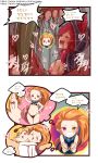  bikini breasts comic ezreal hetero hug korean league_of_legends nipples tagme tahm_kench text_focus translation_request xayah yugion zoe_(league_of_legends) 