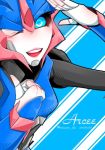  1girl arcee autobot blue_eyes highres lips mecha_girl transformers transformers_prime wink 