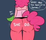  alligator anthro big_butt butt crocodilian digital_media_(artwork) earth_pony english_text equine female friendship_is_magic gummy_(mlp) horse hugtastic_pinkie_pie male mammal my_little_pony pinkie_pie_(mlp) pony reptile scalie somescrub text 