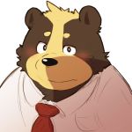  2016 96k-k barazoku bear blush clothing kemono male mammal necktie overweight simple_background solo uniform white_background 