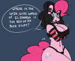 2015 anthro anthrofied areola big_breasts breasts digital_media_(artwork) earth_pony english_text equine erect_nipples female friendship_is_magic horse hugtastic_pinkie_pie mammal my_little_pony nipple_bulge nipple_slip nipples pinkie_pie_(mlp) pony solo somescrub text 