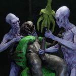  3d_(artwork) alien bdsm bondage bound chair digital_media_(artwork) erection halo_(series) hi_res humanoid humanoid_penis invalid_color male monstrous_humanoid nude open_mouth penis ralic_turman sangheili tentacles video_games 