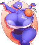  2017 absurd_res anthro areola avian basketball beak big_breasts bird black_feathers breasts busty_bird cleavage clothed clothing corvid crow feathers female hi_res huge_breasts hyper hyper_breasts jaeh non-mammal_breasts red_eyes solo thick_thighs wide_hips yellow_beak 