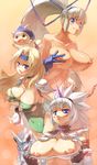  bad_id bad_pixiv_id blonde_hair blue_eyes blush breast_lift breasts capcom celes_chere chain champuru choker crossover final_fantasy final_fantasy_vi hairband headband highres horn huge_breasts kirin_(armor) long_hair majikina_mina monster_hunter multiple_crossover multiple_girls nipples ponytail samurai_spirits shoulder_pads snk square_enix takeda_kanryuusai torn_clothes very_long_hair white_hair 