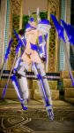  1girl 3d bikini_armor blazblue blonde_hair breasts crotch_plate cyborg mu-12 revealing_clothes small_breasts sword 