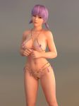  1girl 3d ayane_(doa) bikini breasts cleavage cowboy_shot dead_or_alive female fortune_bikini gem gold gold_chain head_tilt jewelry lips looking_at_viewer micro_bikini navel purple_hair radianteld red_eyes short_hair short_twintails smile solo source_filmmaker standing swimsuit thighs tied_hair twintails xps 