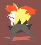  2018 anthro anus braixen breath butt butt_focus female looking_at_viewer looking_back nintendo pok&eacute;mon pok&eacute;mon_(species) presenting presenting_hindquarters pussy pussy_juice raised_tail rear_view simple_background slyvern solo sweat video_games 
