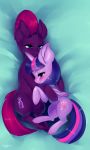  2018 bed blush broken_horn cuddling cute cutie_mark duo embrace equine eyebrows eyelashes feathered_wings feathers female female/female feral fizzlepop_berrytwist_(mlp) friendship_is_magic hair half-closed_eyes hooves horn lying mammal multicolored_hair my_little_pony my_little_pony_the_movie nude on_bed pink_hair purple_eyes purple_feathers smile tawni_tailwind teal_eyes tempest_shadow_(mlp) twilight_sparkle_(mlp) unicorn winged_unicorn wings 