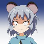  animal_ears capelet cato_(monocatienus) commentary disgust face gradient gradient_background grey_hair mouse_ears nazrin shaded_face short_hair simple_background solo sweat sweating_profusely touhou wavy_mouth 
