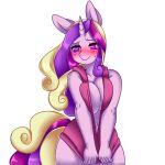  &lt;3 &lt;3_eyes 2016 alpha_channel anthro anthrofied big_breasts blush breasts cleavage clothed clothing equine female friendship_is_magic hair hi_res horn kronilix mammal multicolored_hair my_little_pony navel princess_cadance_(mlp) simple_background solo standing transparent_background unicorn 