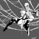  2014 animal_humanoid arthropod big_breasts breasts clothing dickgirl doomington flaccid hand_on_breast humanoid intersex lactating marvel monochrome multi_arm multi_limb nipples penis precum simple_background solo spider-man_(character) spider-man_(series) spider_humanoid torn_clothing transformation unusual_penis 