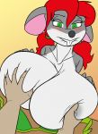  2018 5_fingers anthro big_breasts blush breast_fondling breast_grab breasts buckteeth creatiffy female first_person_view fondling fur geronimo_stilton_(series) green_eyes grey_fur grope hair hand_on_breast huge_breasts human mammal mouse multicolored_fur nicky_(thea_sisters) nipples red_hair rodent teeth thea_sisters two_tone_fur white_fur 