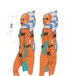  ... 5_fingers ahsoka_tano alien annoyed blue_eyes bottomless butt clone_wars clothed clothing covering covering_self facial_markings female head_tails humanoid humanoid_hands loincloth looking_away looking_back markings nipple_bulge not_furry orange_skin portrait pussy rear_view simple_background skimpy solo speech_bubble standing star_wars three-quarter_portrait togruta tourbillon white_background 