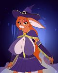  2017 big_breasts breasts cleavage clothed clothing donkey elae_meltaea equine female fibs food forest fruit halloween holidays huge_breasts looking_at_viewer magic_user mammal pepita_burracho pumpkin solo tree vector witch 