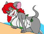  alpha_channel anthro bedroom_eyes big_breasts biped blush breasts buckteeth cleavage clothed clothing creatiffy eyelashes female fur geronimo_stilton_(series) green_eyes grey_fur hair half-closed_eyes huge_breasts looking_at_viewer mammal mouse nicky_(thea_sisters) red_hair rodent seductive swimming_pool swimsuit teeth thea_sisters water 