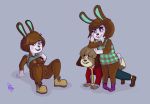  2018 4_fingers animal_crossing anthro boots bottomless breasts brown_fur brown_hair buckteeth canine carmen_(animal_crossing) clothed clothing digby_(animal_crossing) dog dress duo exposed_breasts female footwear fur hair lagomorph legwear male male/female mammal navel newd nintendo nipples open_mouth presenting presenting_pussy pussy rabbit raised_skirt shih_tzu short_hair sitting socks standing teeth undressing video_games 