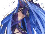  aqua_(fire_emblem_if) back backless_outfit bad_id bad_twitter_id blue_hair dancing detached_sleeves dress fingerless_gloves fire_emblem fire_emblem_heroes fire_emblem_if from_side gloves jewelry kohiu long_hair music necklace open_mouth purple_dress shaded_face singing veil very_long_hair water water_drop 