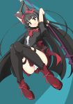  absurdres bangs black_dress black_hair blunt_bangs bow dress frills gate_-_jieitai_ka_no_chi_nite_kaku_tatakaeri gloves highres long_hair momio necktie panties rory_mercury simple_background solo thighhighs tongue tongue_out underwear upskirt white_panties 