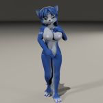  3d_(artwork) anthro big_breasts black_nose breasts canine covering covering_crotch demarticusstone digital_media_(artwork) female hair krystal mammal markings nintendo nipples nude one_eye_closed open_mouth solo star_fox teasing teeth tongue tongue_out video_games wink 