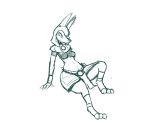  ali_(sirphilliam) anthro anubian_jackal breasts canine claws clothed clothing egyptian female green_and_white headdress jackal looking_at_viewer mammal midriff monochrome navel simple_background sirphilliam sketch solo white_background 