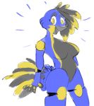  anthro avian bird breasts featureless_breasts female five_nights_at_freddy&#039;s hair machine multicolored_hair requiem robot simple_background sketch solo standing two_tone_hair unknown_artist video_games white_background yellow_eyes 